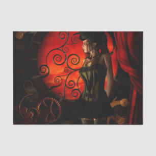 Steampunk, wunderbare steampunk Dame in der Nacht Seidenpapier