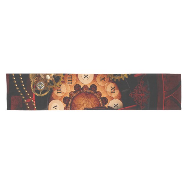 Steampunk, wunderbares Uhrwerk Kurzer Tischläufer (Horizontal)