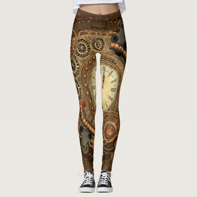 Steampunk, wunderbares Uhrwerk Leggings (Vorderseite)