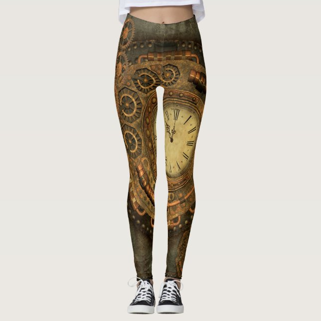 Steampunk, wunderbares Uhrwerk Leggings (Vorderseite)