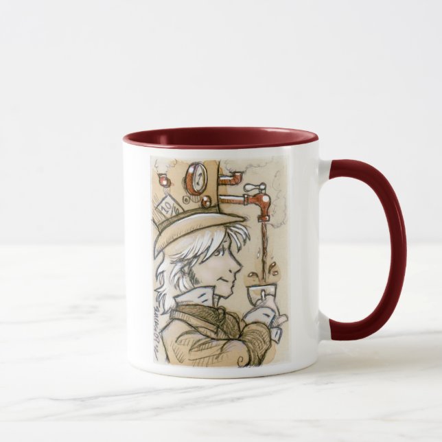 Steampunk wütende Hutmacher-Tasse Tasse (Rechts)