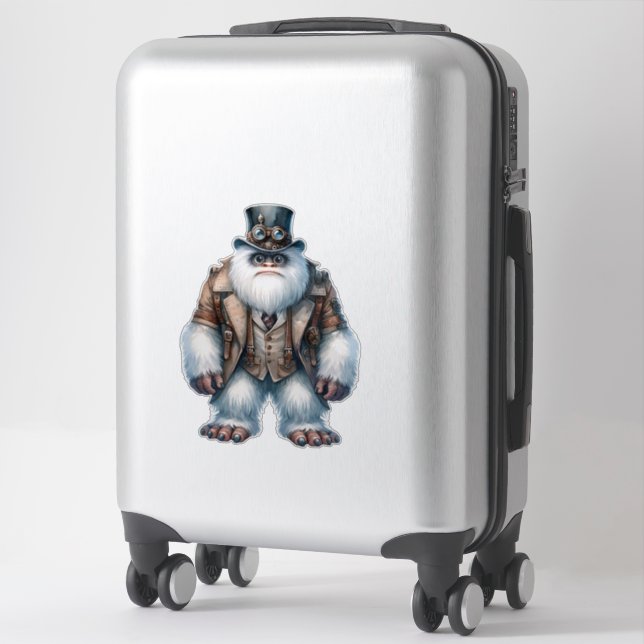 Steampunk Yeti Transparent Sticker (Koffer)