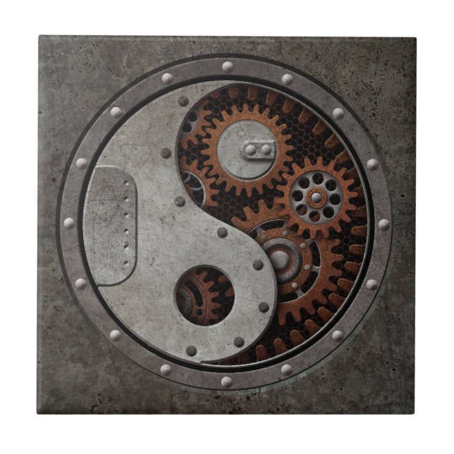 Steampunk Yin Yang Fliese (Vorderseite)