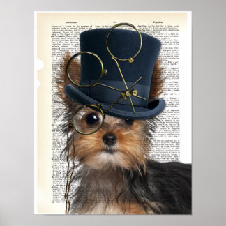 Steampunk Yorkie auf der Wörterbuchseite Poster