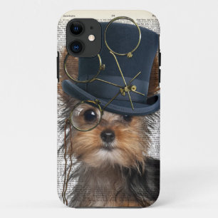 Steampunk Yorkie auf einer Vintagen iPhone 11 Hülle