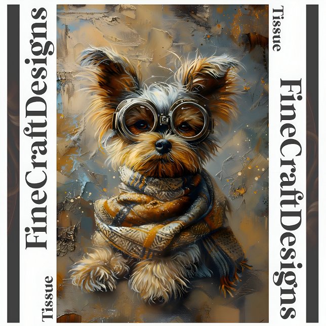 Steampunk Yorkie Oil Painting Decoupage Right 163 Seidenpapier (Von Creator hochgeladen)