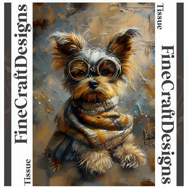 Steampunk Yorkie Oil Painting Decoupage Verlassen  Seidenpapier (Von Creator hochgeladen)