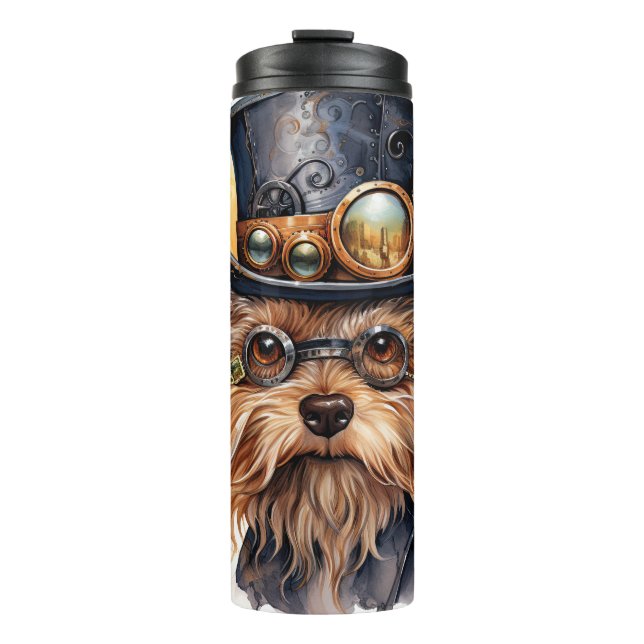 Steampunk-Yorkshire-Terrier-Hund Thermosbecher (Vorderseite)