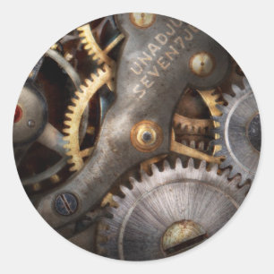 Steampunk - Zahnräder - Horologie Runder Aufkleber