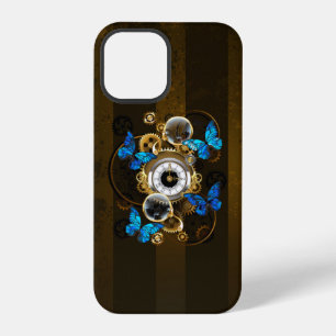 Steampunk-Zahnräder und blaue Schmetterlinge iPhone 12 Pro Hülle