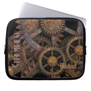 Steampunk-Zahnräder und -Räder personalisiert Laptopschutzhülle