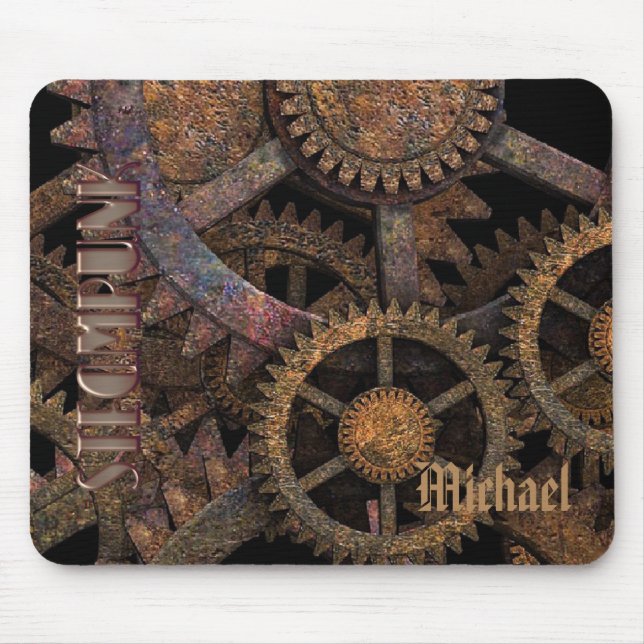 Steampunk-Zahnräder und -Räder personalisiert Mousepad (Vorne)