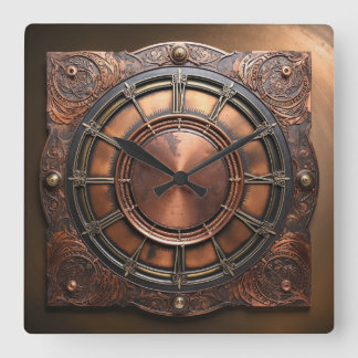 Steampunk-Zeitleiste Quadratische Wanduhr