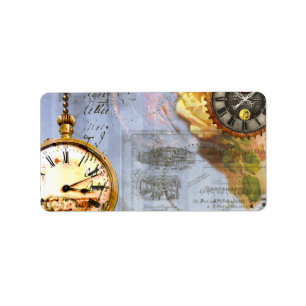 Steampunk-Zeitmarken Adressaufkleber
