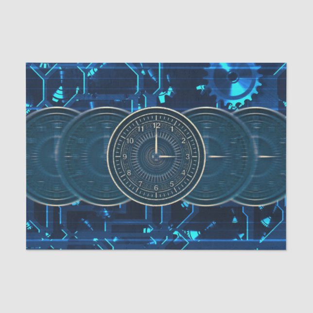 Steampunk-Zeitmaschine Uhren Zahnräder Seidenpapier (Vorderseite)