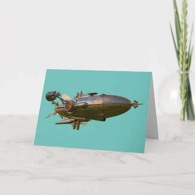STEAMPUNK ZEPPELIN BLIMP BLANK CARDS KARTE (Vorderseite)