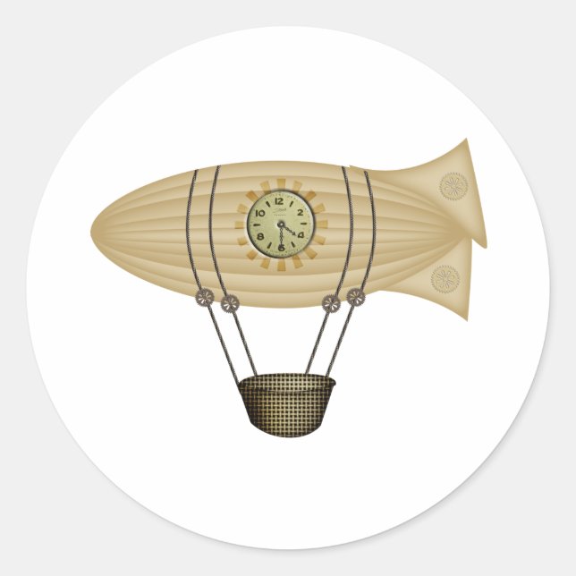 Steampunk-Zeppelin-Luftschiff Runder Aufkleber (Vorderseite)