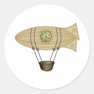 Steampunk-Zeppelin-Luftschiff Runder Aufkleber