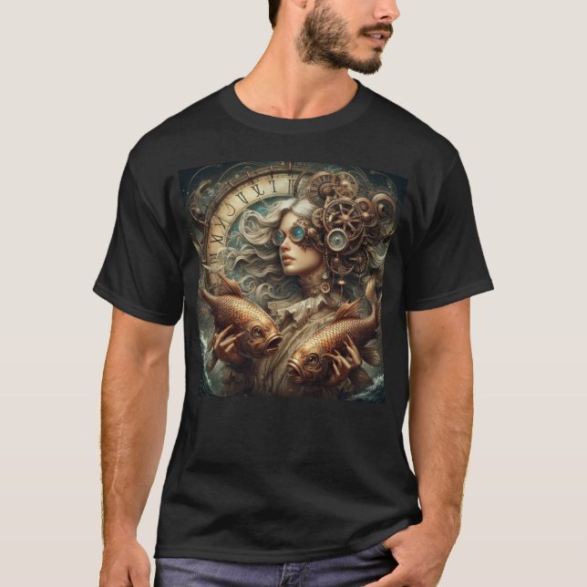 Steampunk Zodiac Pisces T-Shirt (Vorderseite)
