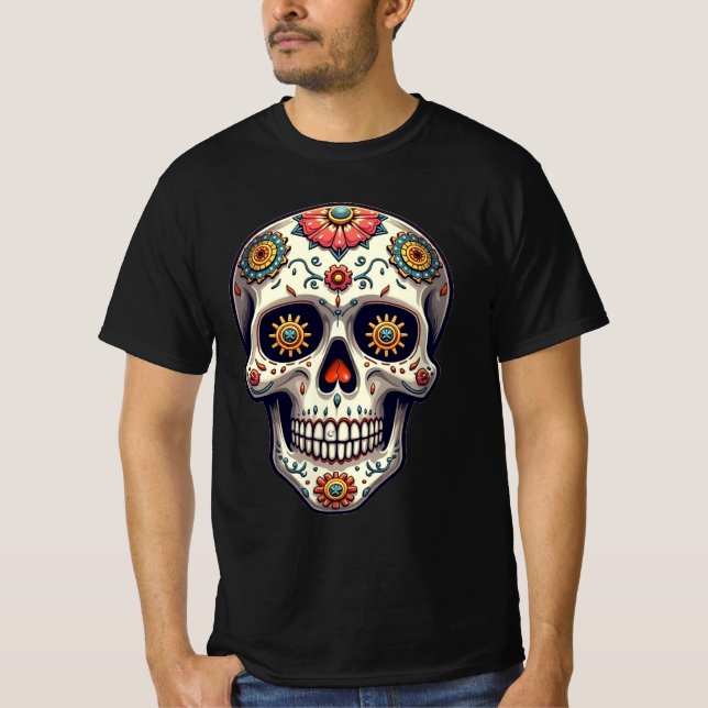 Steampunk Zucker Schädel T-Shirt (Vorderseite)