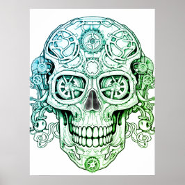 Steampunk Zucker-Schädel-Zeichnung Kunst für Erwac Poster