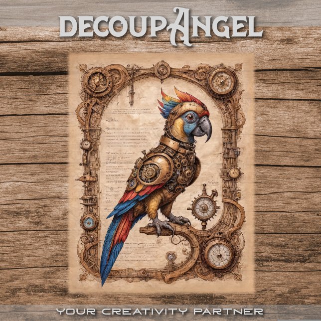 Steampunkagei auf Pergament - Decopage - Seidenpapier (Von Creator hochgeladen)