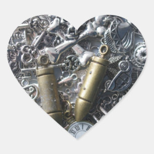 Steampunkcharms Herz-Aufkleber