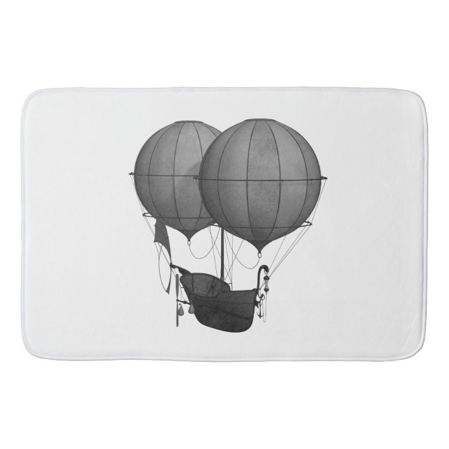 Steampunkdesign Schwarz-Weiß-Flying-Maschine Badematte (Vorderseite)
