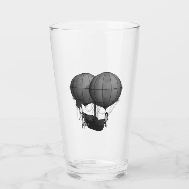 Steampunkdesign Schwarz-Weiß-Flying-Maschine Glas (Vorderseite)