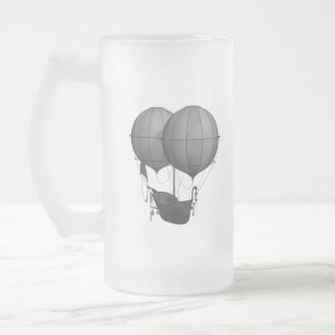 Steampunkdesign Schwarz-Weiß-Flying-Maschine Mattglas Bierglas