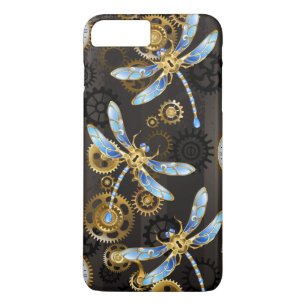 Steampunkdrachenfliegen auf braunem, gestreiften H Case-Mate iPhone Hülle
