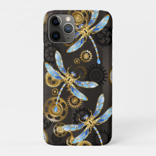 Steampunkdrachenfliegen auf braunem, gestreiften H Case-Mate iPhone Hülle