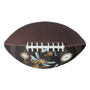 Steampunkdrachenfliegen auf braunem, gestreiften H Football