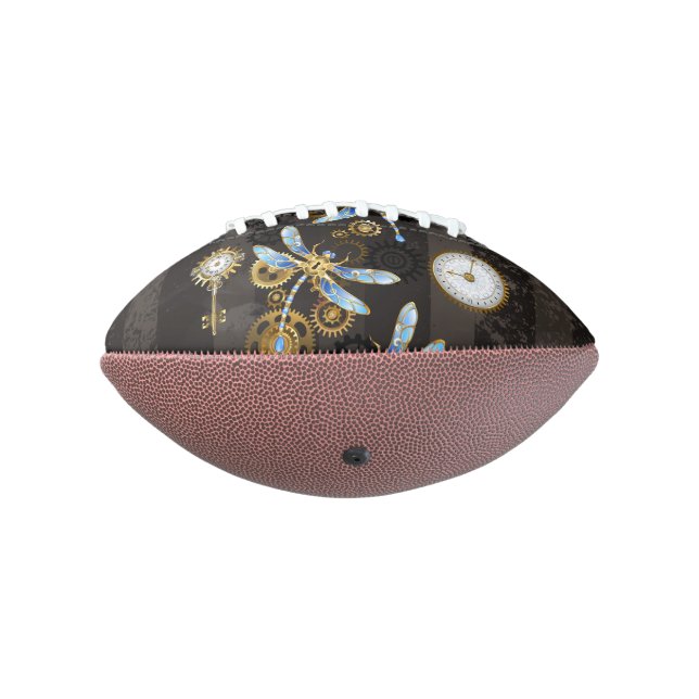 Steampunkdrachenfliegen auf braunem, gestreiften H Football (Gedreht 270)