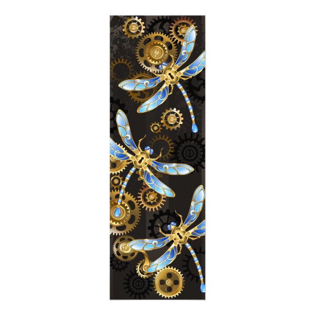 Steampunkdrachenfliegen auf braunem, gestreiften H Fotodruck (Vorne)