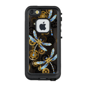 Steampunkdrachenfliegen auf braunem, gestreiften H LifeProof FRÄ’ iPhone SE/5/5s Hülle