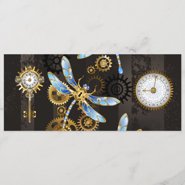 Steampunkdrachenfliegen auf braunem, gestreiften H Programm (Vorderseite)