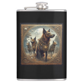 Steampunkenhunde auf der Jagdflasche Flachmann