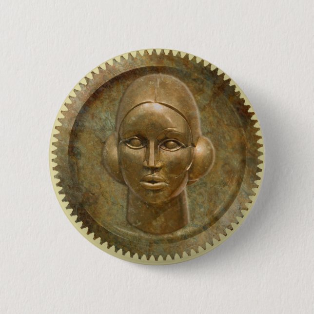 Steampunker Golden Metal Gear Goddess Button (Vorderseite)
