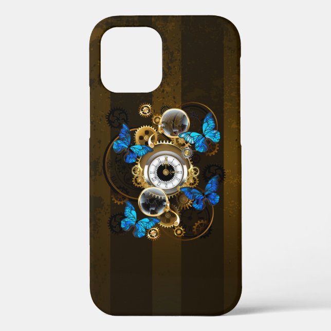 Steampunker und Blauer Schmetterling Case-Mate iPhone Hülle (Rückseite)