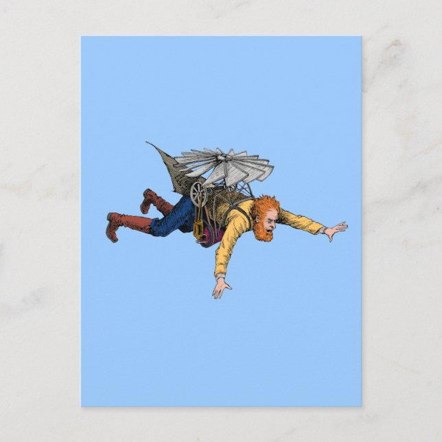 Steampunker-Vintage Flying-Maschine Postkarte (Vorderseite)