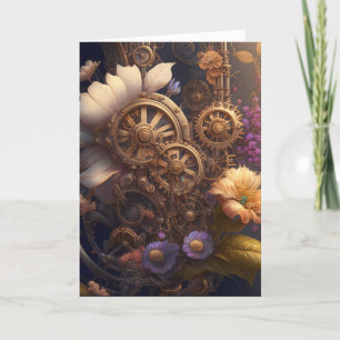 Steampunkergeere und Blume   Just Sprichwort Hi Karte