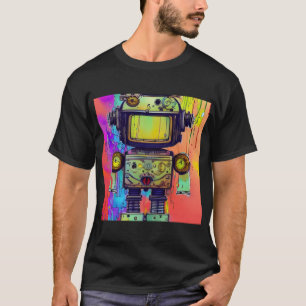 Steampunkfarbener, bezaubernder niedlicher Roboter T-Shirt