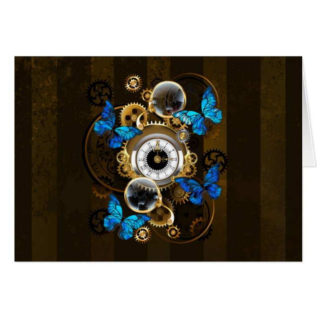 Steampunkgeere und blaue Schmetterlinge (Vorderseite (Horizontal))