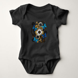 Steampunkgeere und blaue Schmetterlinge Baby Strampler