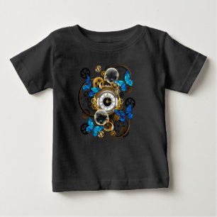 Steampunkgeere und blaue Schmetterlinge Baby T-shirt