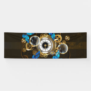Steampunkgeere und blaue Schmetterlinge Banner