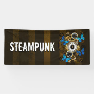 Steampunkgeere und blaue Schmetterlinge Banner