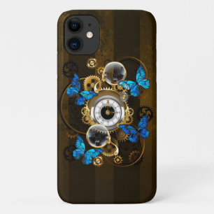 Steampunkgeere und blaue Schmetterlinge Case-Mate iPhone Hülle