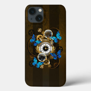 Steampunkgeere und blaue Schmetterlinge Case-Mate iPhone Hülle